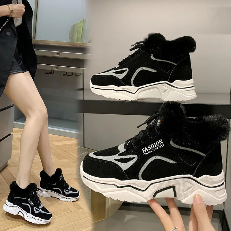 W-Лидер продаж сезон осень-зима Новинка бархатная обувь на толстой подошве теплая