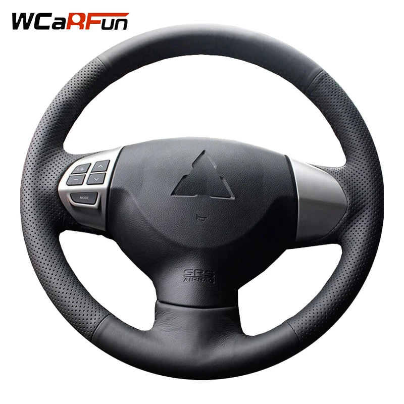 

WCaRFun Black Artificial Leather Steering Wheel Cover for Mitsubishi Lancer EX10 Lancer X Outlander ASX Colt Pajero Sport