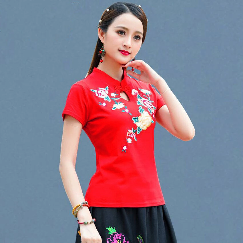 95% Хлопковая женская Винтажная футболка с этнической вышивкой длинный рукав 4XL 5XL