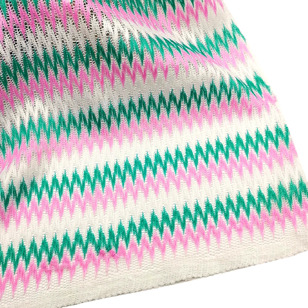 Вязаная кружевная ткань зигзаг для платья сетчатая в полоску кленовый лист