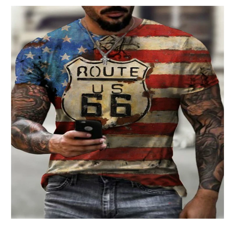 

New 66 letters printed men's short-sleeved T-shirt European and American street printing trend cool T-shirt men