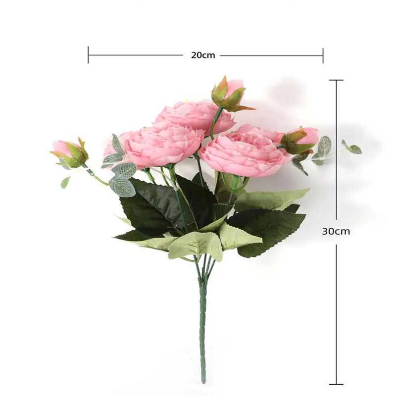 

1 bundle Silk Peony bouquet home decoration accessories wedding Party scrapbook fake plants diy pompons artificial roses flowers