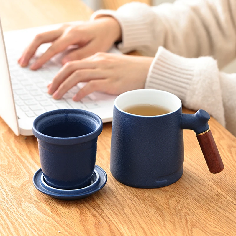 SENDIAN Ceramic Integrated Filter Tea Cup Handmade Boutique Mug With Lid 2021 New Hot Office Home Kitchen Accessories | Дом и сад