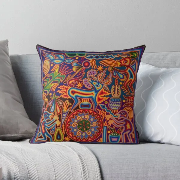 

Huichol Printing Throw Pillow Cover Wedding Waist Decorative Hotel Cushion Office Case Bed Bedroom Soft Pillows not include
