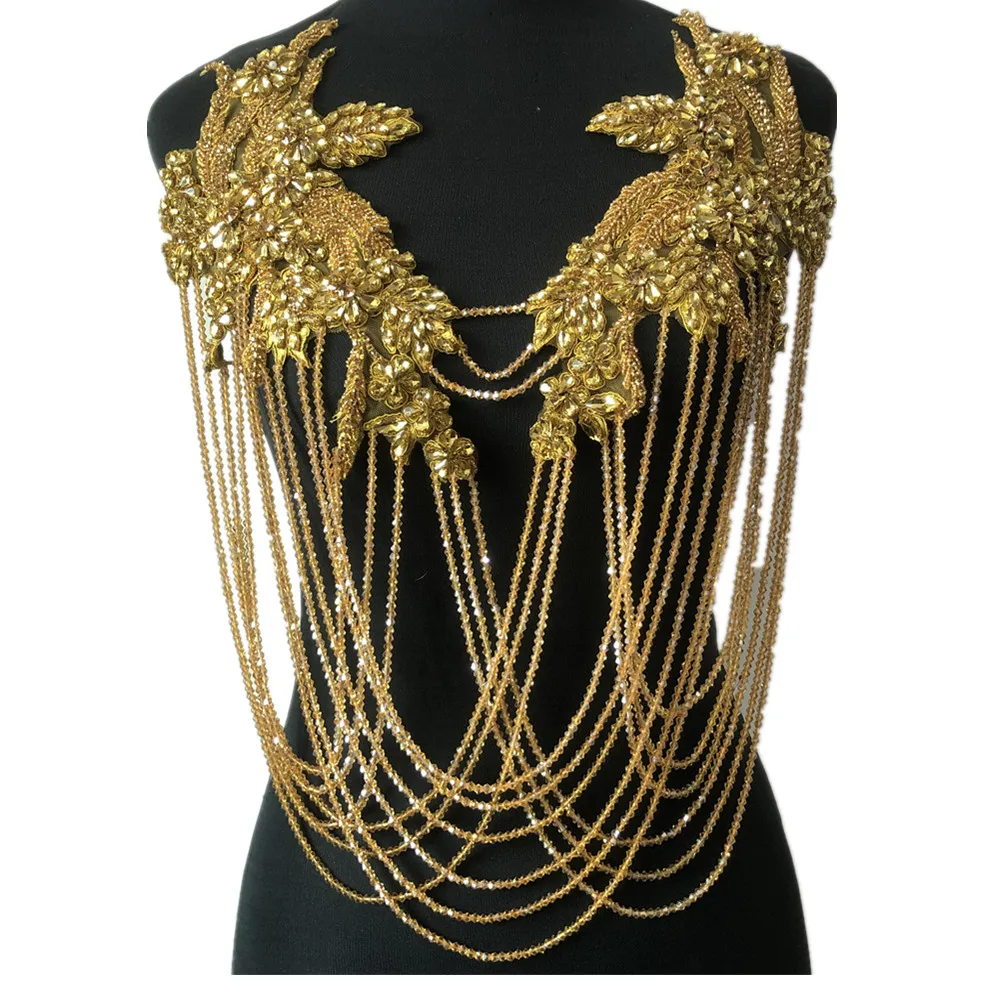 Модные спереди и с украшением в виде кристаллов Свадебные воротник Стразы