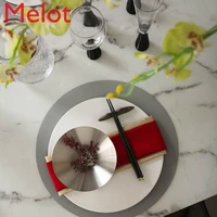 high end luxury new chinese style hotel table display tableware napkin household round placemat chopsticks shelf white plate set