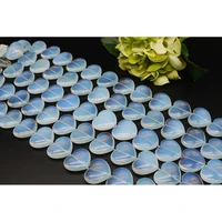 30x30x10mm aaaaa natural smooth opal stone heart shaped stone beads for diy necklace bracelet jewelry make 15 free delivery