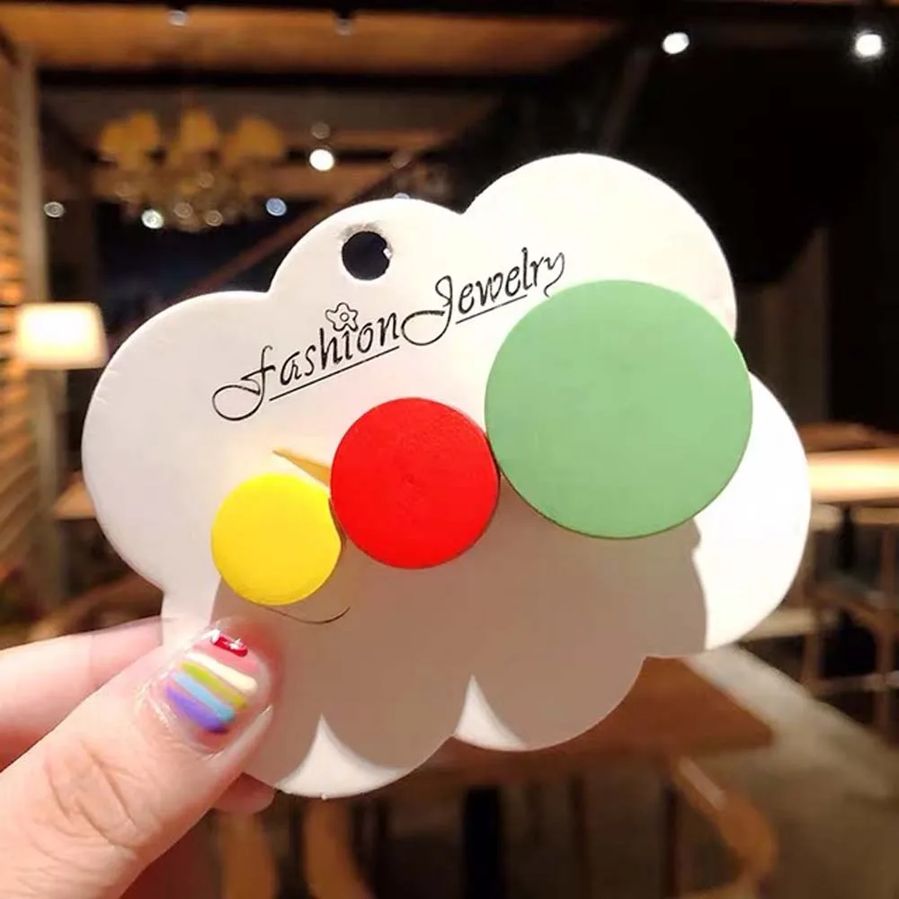 Деревянные радужные заколки для волос девочек круглые женские милые аксессуары