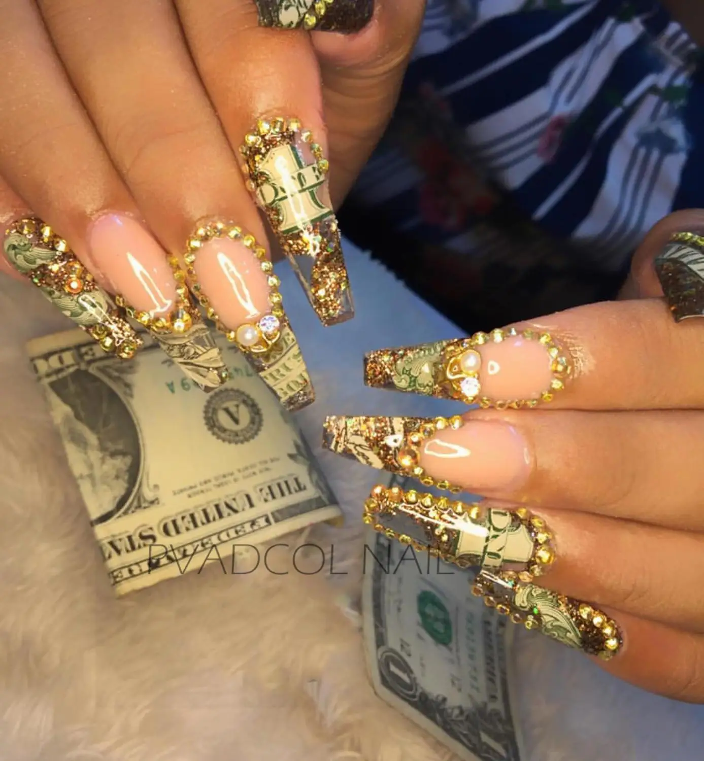 

Nails Sticker Money Dollar Wealthy Rich Style Nail Art Stickers Decals Manicure Tip Decal Self Adhesive Acrylic Tips Tool