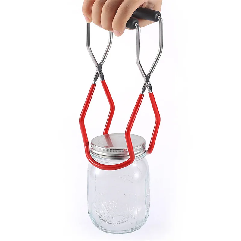 

Canning Jar Lifter With Grip Handle Stainless Steel Can Tongs Clip Heat Resistance Anti-Clip Jar Glass Bottle Holder Kitchen