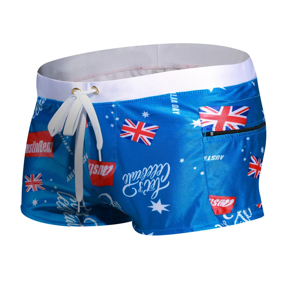 Мужской купальник-боксеры AustinBem с двойным карманом на молнии для пляжа плавания
