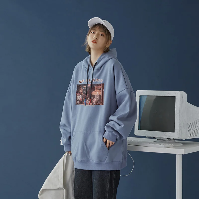 

SingleRoad Womens Hoodies Women 2020 Winter Fleece Printed Oversized Japanese Streetwear Sweatshirt Black Hoodie Men Unisex