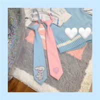 cute embroidery womens neck tie students necktie preppy style cosplay 2 colors pink blue sweet girl