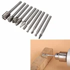 10 шт.компл. титановая фреза из быстрорежущей стали, вращающаяся фреза, напильник для резьбы по дереву, резец для резьбы по дереву, вращающийся напильник, инструменты, аксессуары