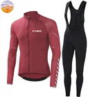 Мужская зимняя куртка XTRIAT, велосипедный комплект из Джерси, пальто с длинным рукавом и брюки с нагрудником, уличный костюм для горного велосипеда, Теплая Флисовая одежда для велоспорта, одежда для велоспорта