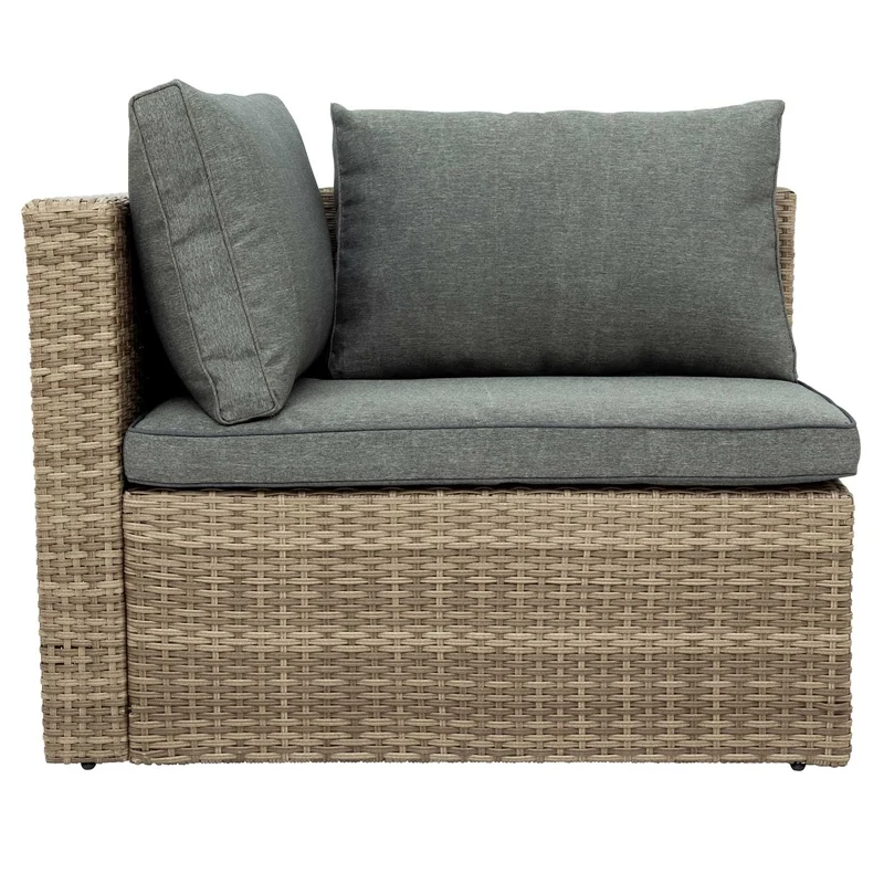 

Outdoor Patio Furniture Set, 5-Piece Wicker Rattan Sectional Sofa Set, Brown And Gray