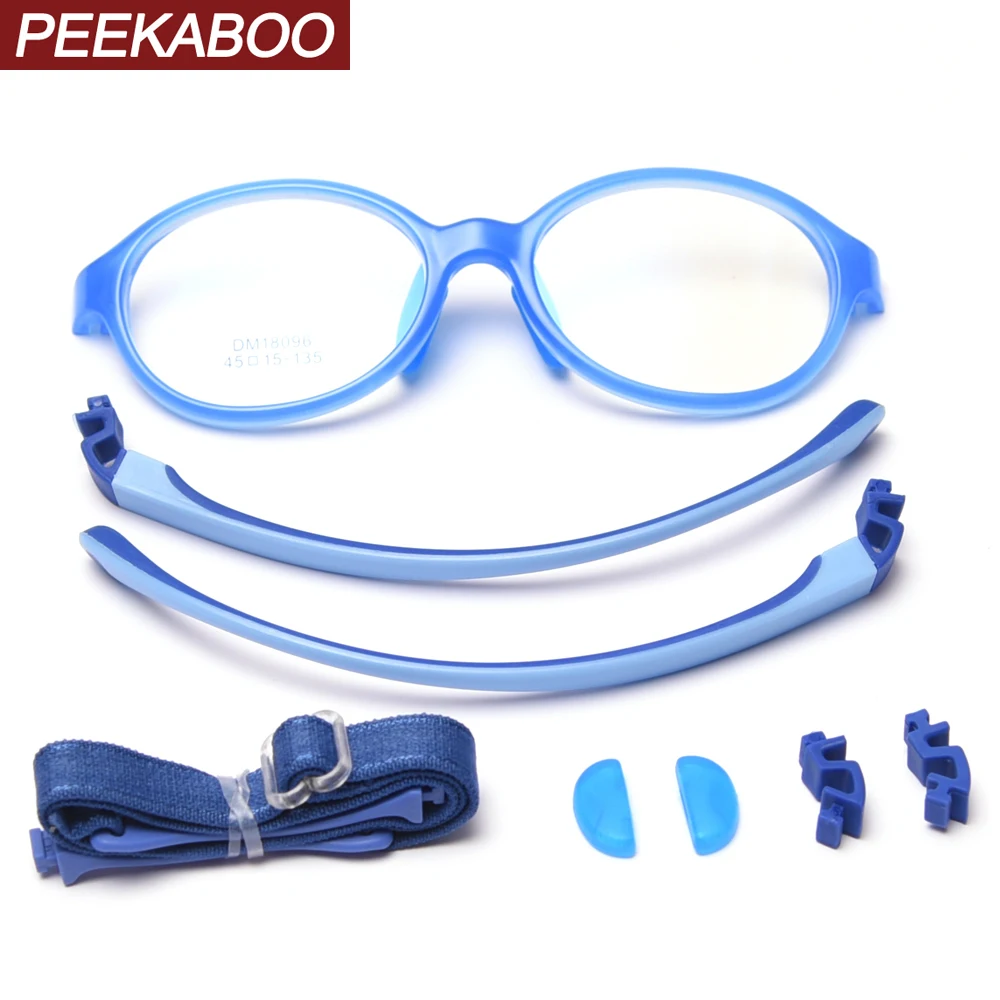 

Peekaboo tr90 kids glasses for girls anti blue light children optical glasses frame round baby anti-slip students purple black