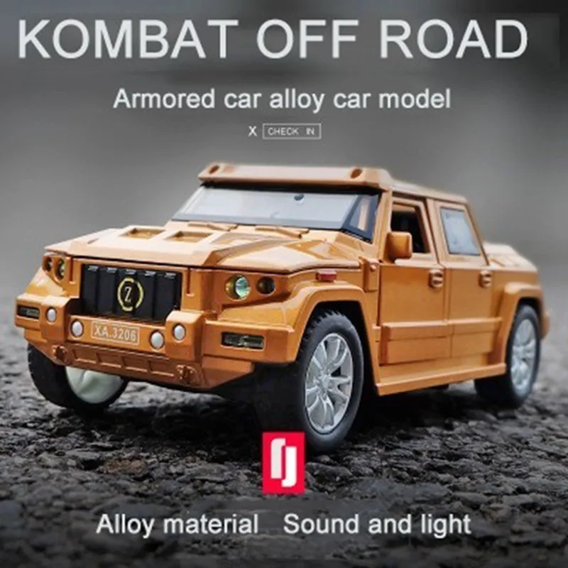 1:32 металлический Kombat тяжелый бронированный автомобиль модель детских игрушек сплав моделирование внедорожный пуленепробиваемый автомобиль 4 двери открытый оттягивающий назад