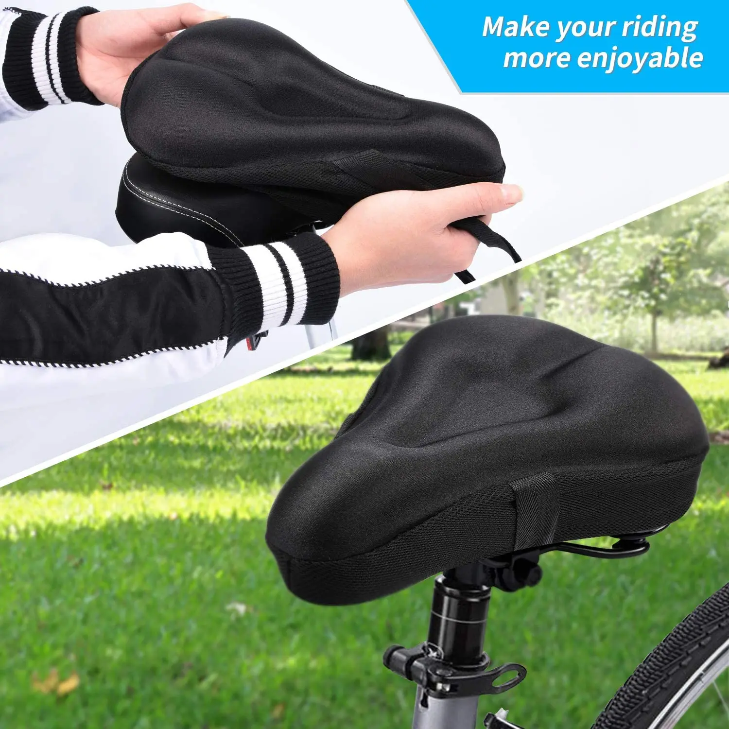 

Gel Bike Seat Cover - Extra Soft Gel Bicycle Seat Cover - Bike Saddle Cushion with Water & Dust Resistant Cover