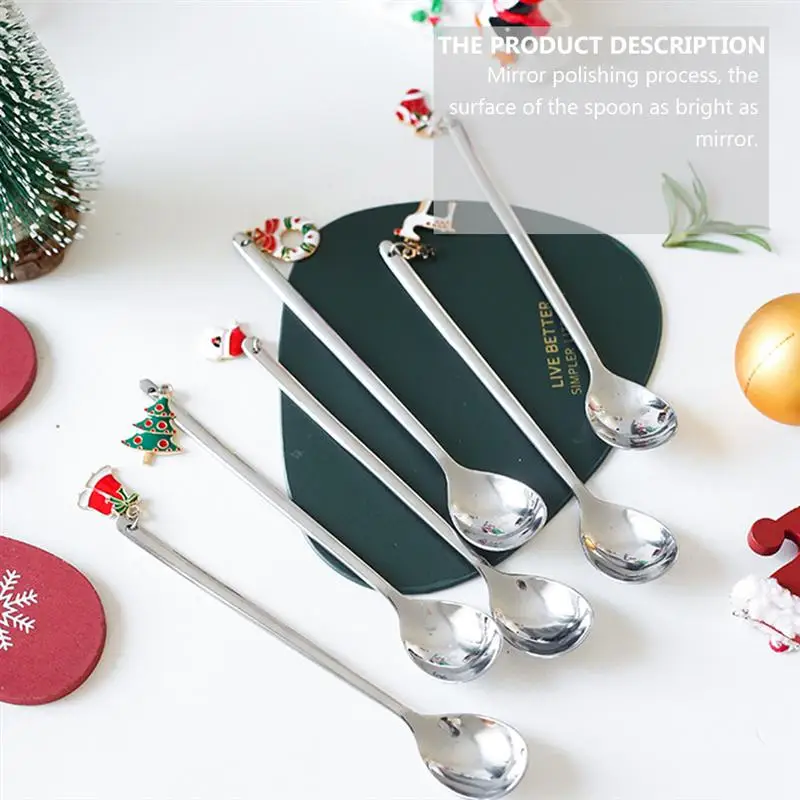 

6Pcs Coffee Spoon Mixing Scoops Stirring Spoons Stainless Steel Spoon