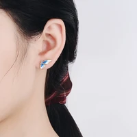 vintage ethnic enamel butterfly stud earrings for women epoxy gradient blue earring stud elegant earring piercing accessories