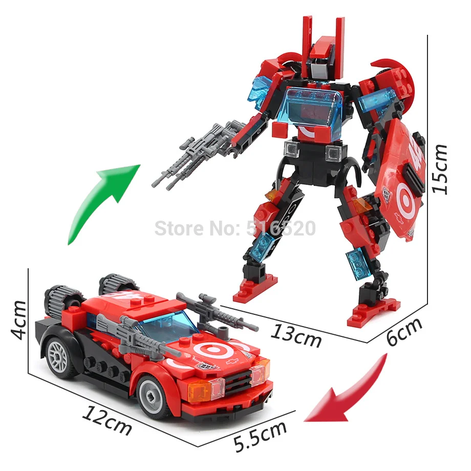 Трансформер Robotcar превращается в робот создатель строительные блоки мини кирпичи