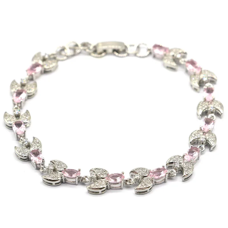 

Женский серебряный браслет 15x9 мм, с фантастическим розовым кунцитами, SheCrown, 7,5-8,5 дюйма