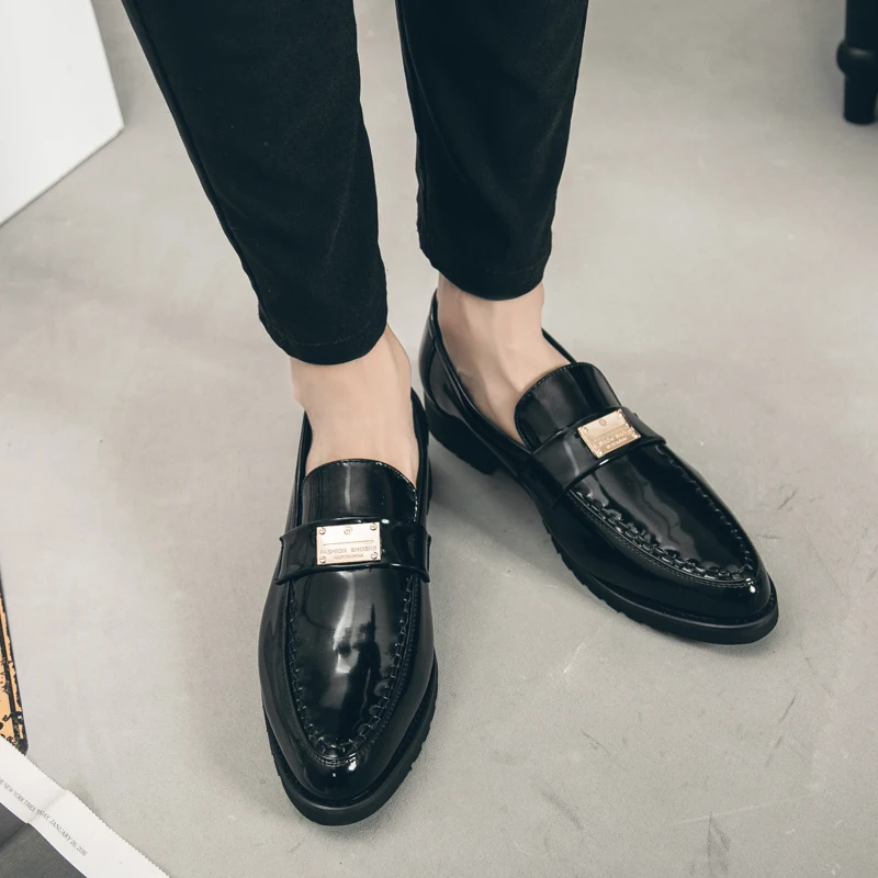 

Туфли мужские модные мужские туфли оксфорды кожаные туфли итальянская пена для Лоферы стильная повседневная черная Мужская обувь большого...