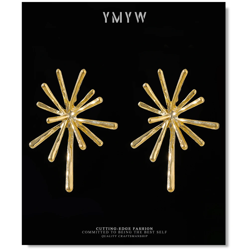 YMYW эффектные геометрические серьги гвоздики в виде фейерверка Romatnic золотые