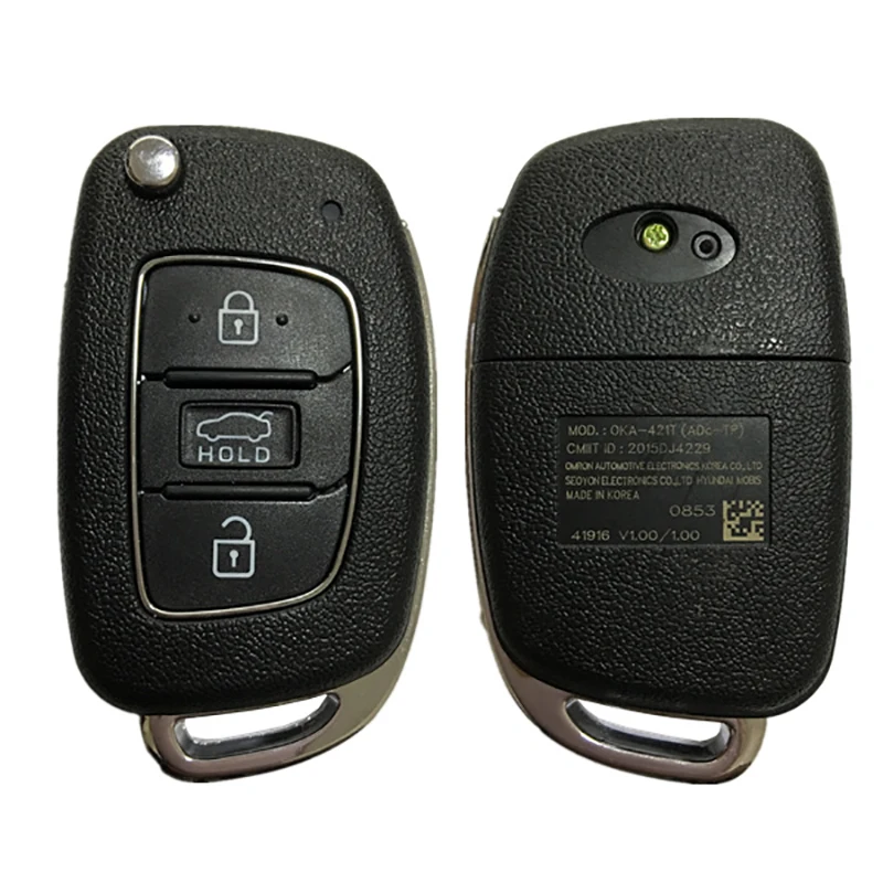 CN020056 оригинал для Hyundai 3 кнопки 433 МГц 4D60 80BIT чип дистанционный ключ FCCID OKA 421T|Ключ от