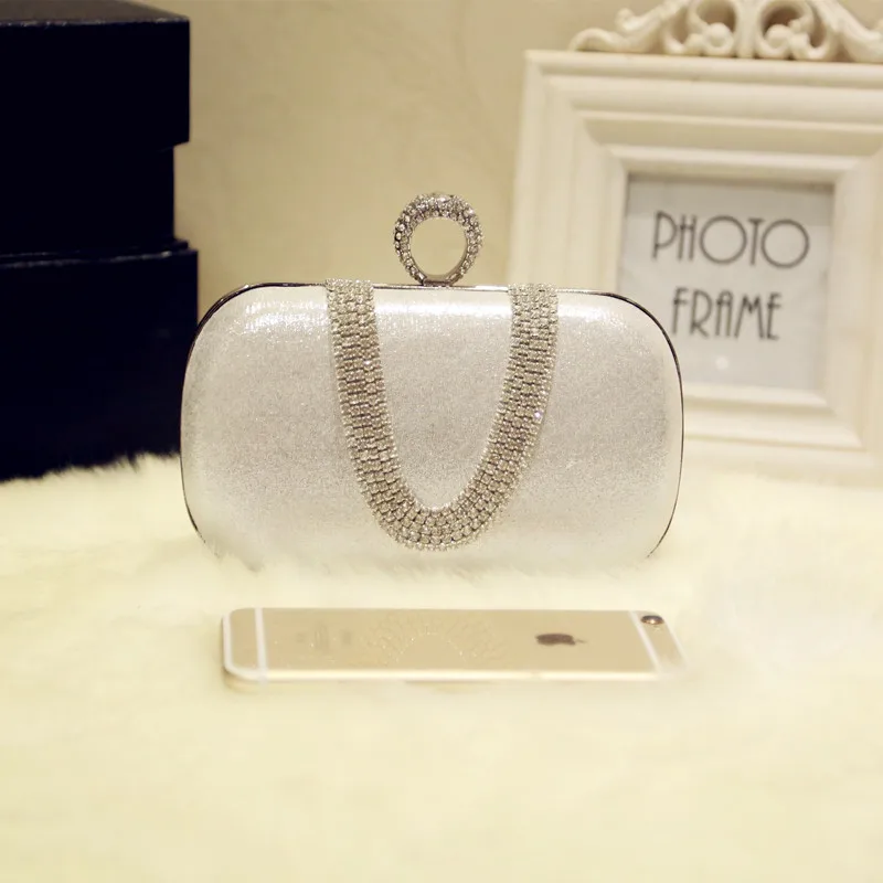 

Новая серебристая вечерняя сумка с бриллианвечерние, маленькая квадратная сумочка, свадебная Наплечная Сумка для невесты, сумка через плеч...
