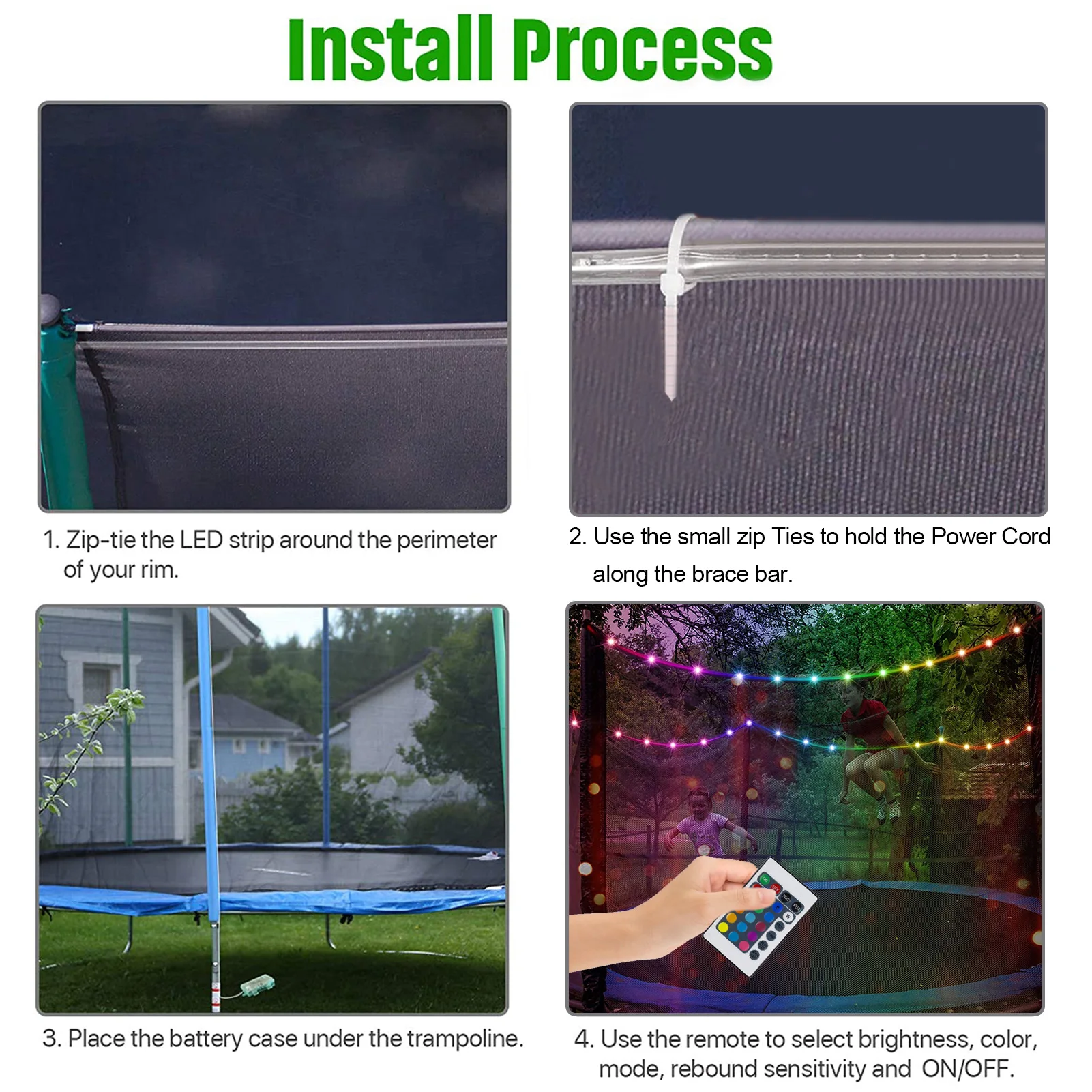 

Trampoline Light Remote Control Trampoline Rim LED Light 16 Color Change Waterproof Night LED Lamp For 12Ft 10Ft Trampoline