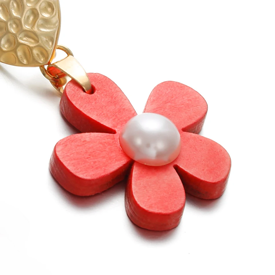 Женские модные серьги-подвески в виде деревянного цветка корейские милые с