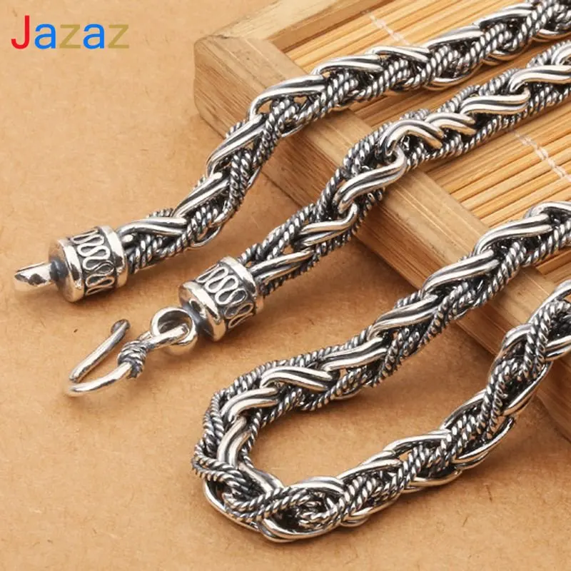 

7MM Handmade twisted rope Chain 100% Thai Silver Chain Necklace S925 Sterling Heavy Silver Necklace Men Gothic Wholesale B1160