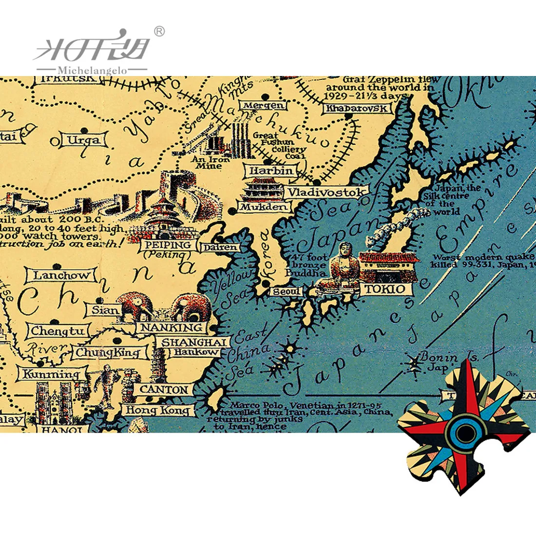 Деревянный Пазл Микеланджело 1000 1500 2000 шт. карта мира традиционная развивающая