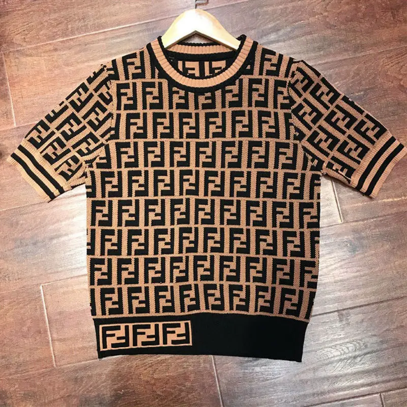 

T-shirt women's 2021 new fashion spring summer short sleeve Knitted Top versatile round neck letter bottomed shirt loose and thi