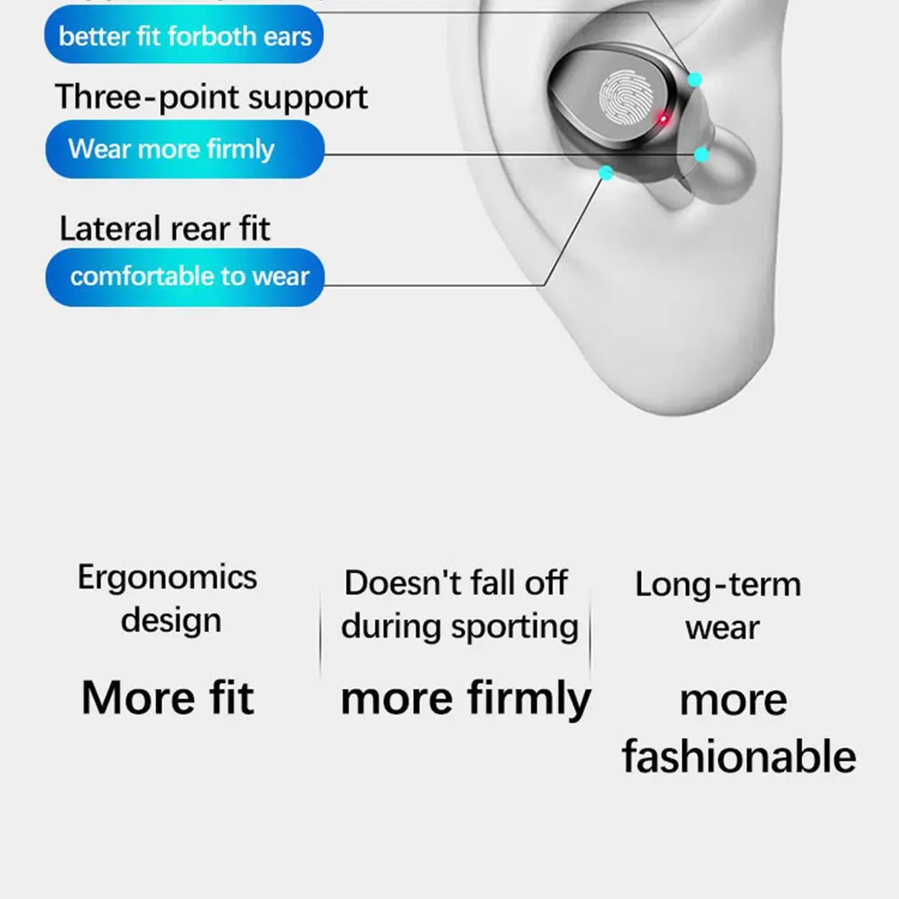 

Touch headset binaural with mobile phone charging compartment earbuds sports headset with digital display