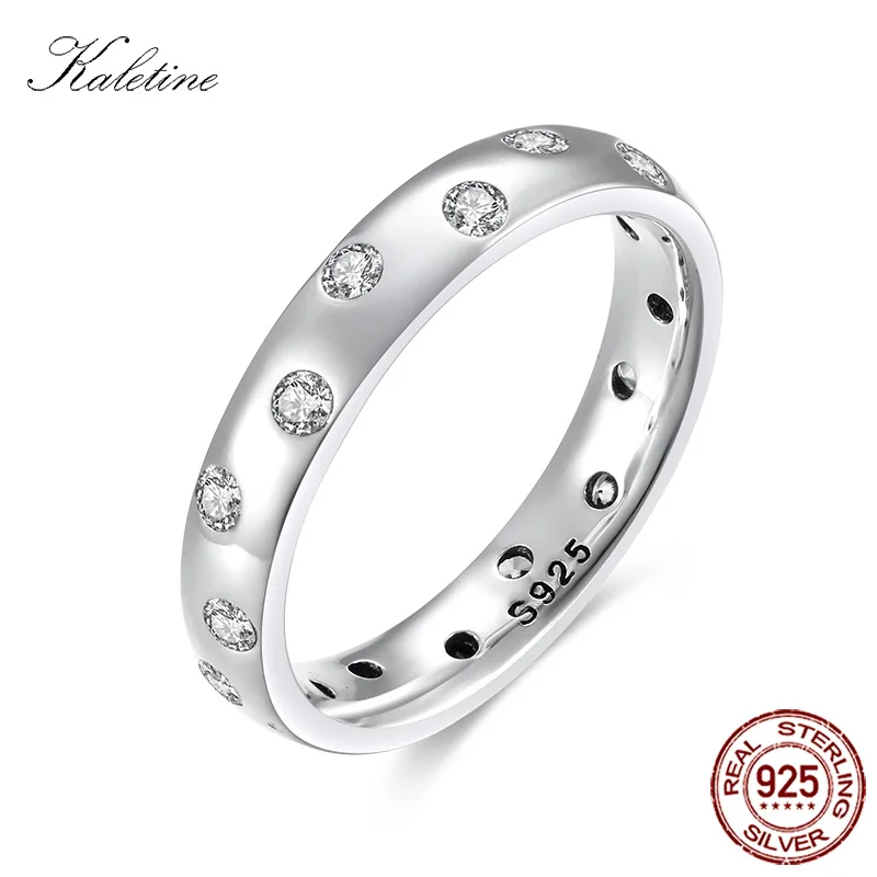 KALETINE Luxury 925 Sterling Silver Rings for Women Women Bubble Ring Zirconia Engagement Wedding Love Ring bts Accessories