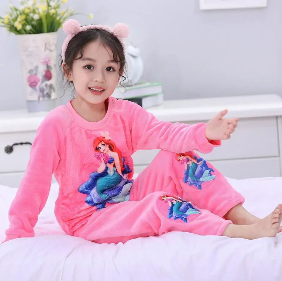 2020 г. Зимняя детская флисовая Пижама теплая фланелевая одежда для сна девочек