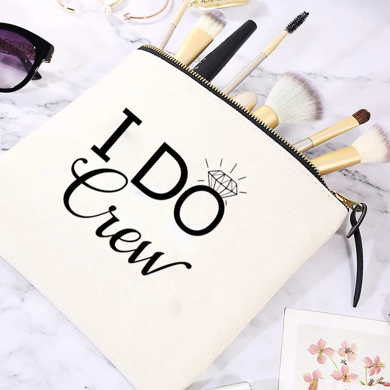 

I Do Crew Canvas Makeup Hangover kit bag Bride to be Bachelorette hen Party Bridal Shower wedding decoration Bridesmaid gift