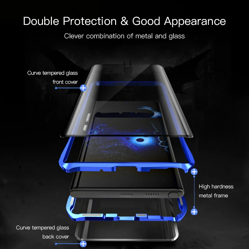 LUPHIE Магнитный адсорбционный чехол для samsung Galaxy Note 10 Plus металлический бампер