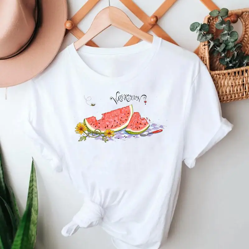 

Fashion aesthetics Watermelon Sweet 90s Short Sleeve Summer Women's T-shirt Cartoon Clothes Graphic T Top Lady Print Female Tee