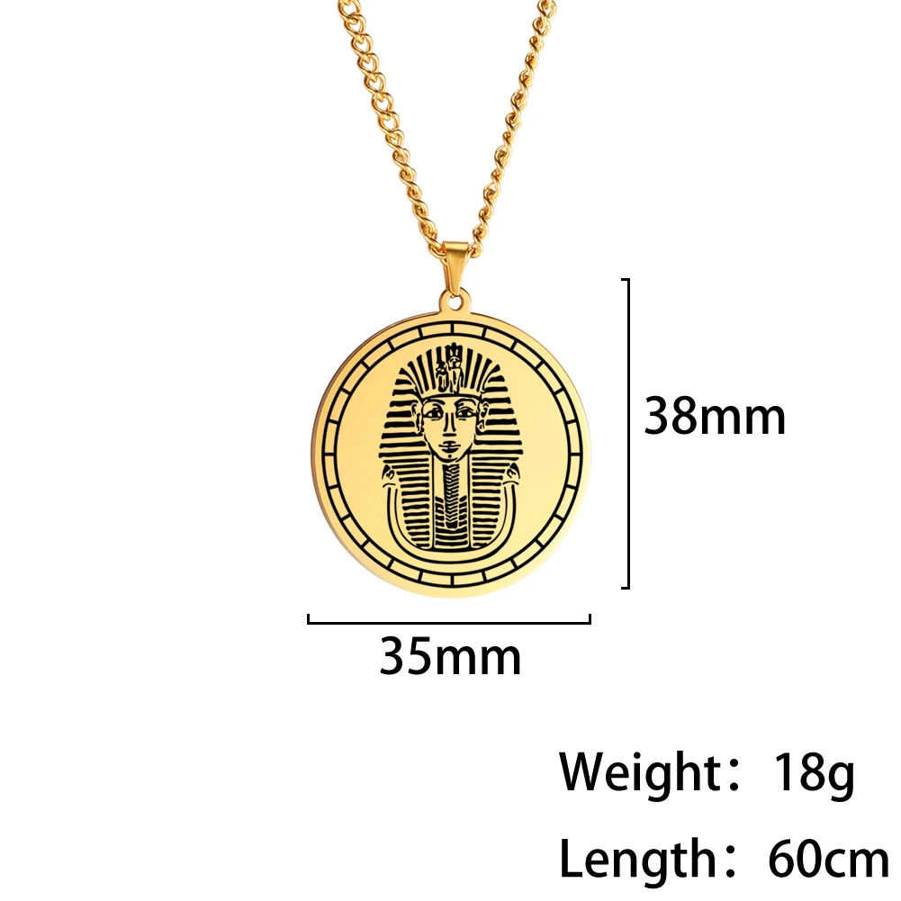 Egyptian Pharaoh Mask of Tutankhamun Pendant Necklace for Men Women Vintage Gold Chain Stainless Steel Male Talisman Jewelry | Украшения и
