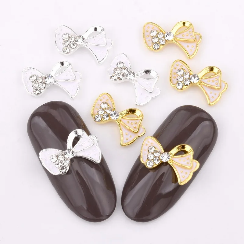 10 шт./пакет 3d для художественного оформления ногтей галстук бабочка золотого и