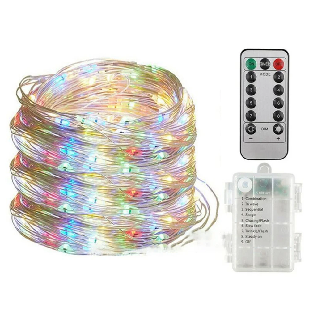 50/100 светодиодов на батарейках мини LED медная проволока гирлянда сказочные огни +