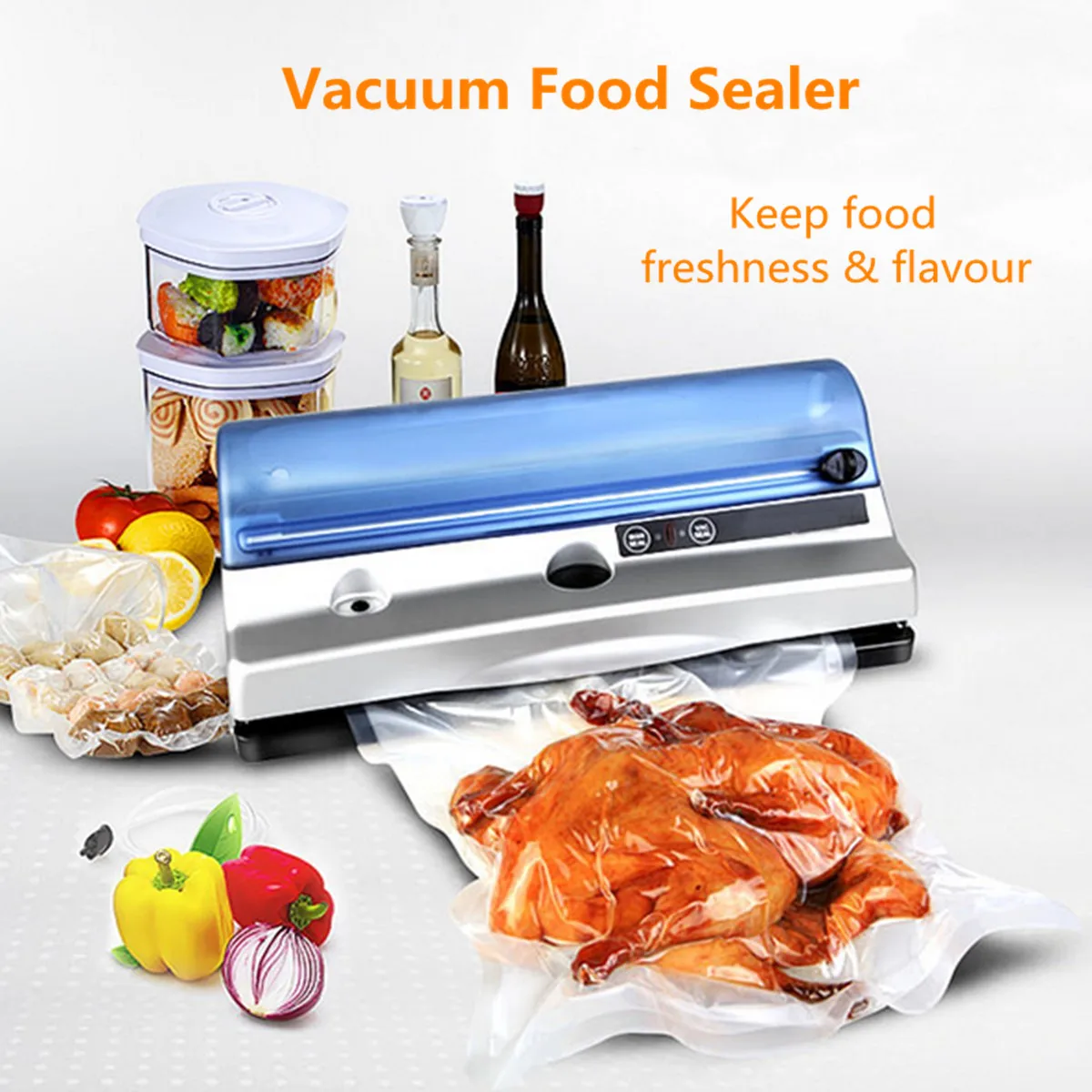 

Kitchen Vacuum Food Sealer Household Automatic Electric Food Vacuum Sealer Packaging Machine With 10PCS Food Seal Bags 220V 110V