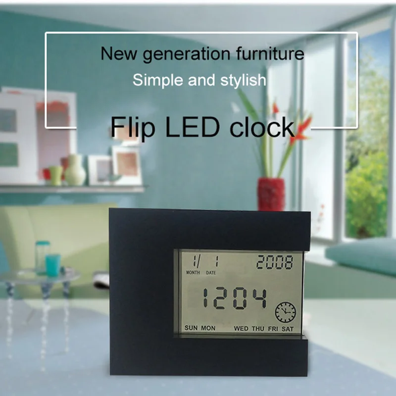 Новый 360 градусов опрокидывания светодиодный цифровые часы-будильник