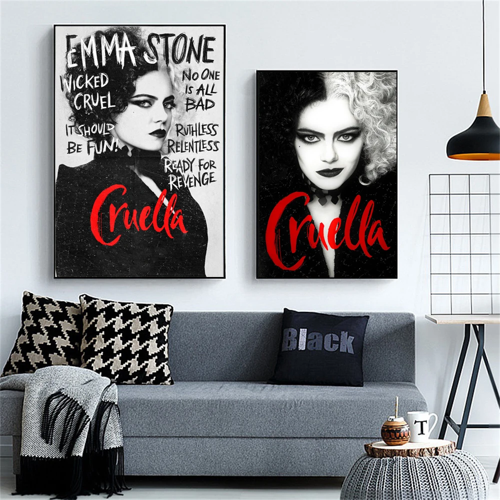 Современный фильм плохая девушка Cruella 2021 художественный блестящий плакат