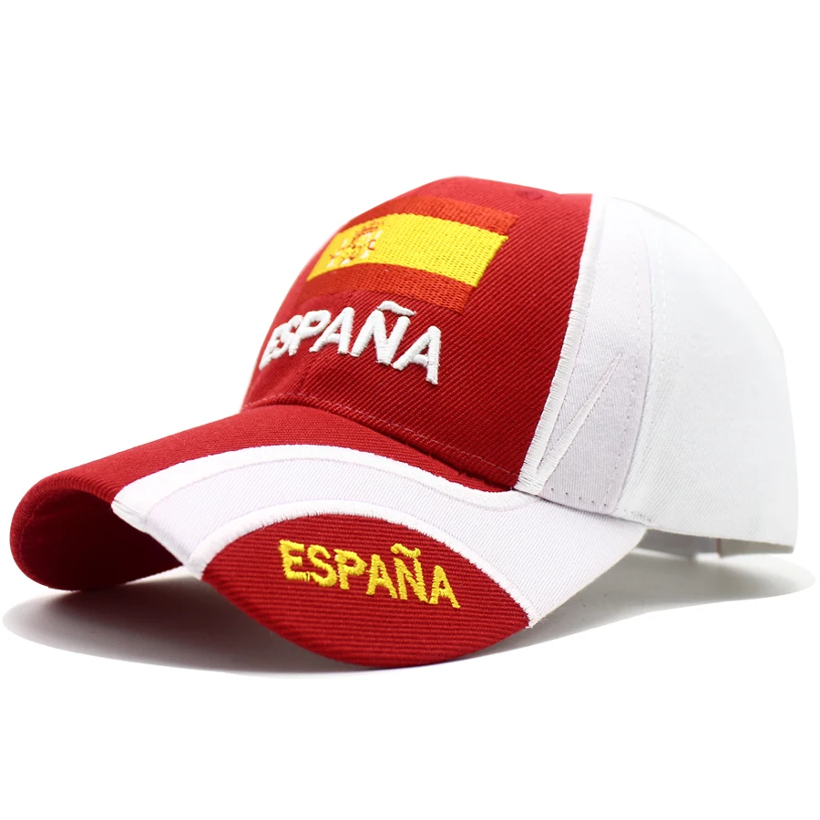 LIBERWOOD Brand hat Spain Espana Country Flag Baseball Cap Hats men female casual Sport Adjustable Cap Embroidered Spanish Gift - Цвет: B DESIGN red