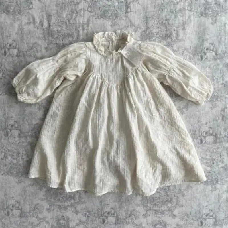 

1-6 Year Girls Dress Puff Sleeve Princess Dress Loose Children Casual Dress Autumn Long Sleeve Baby Girl Clothes